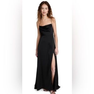 Fame and Partners Strappy Draped Gown - Matte Satin Black (US 4)